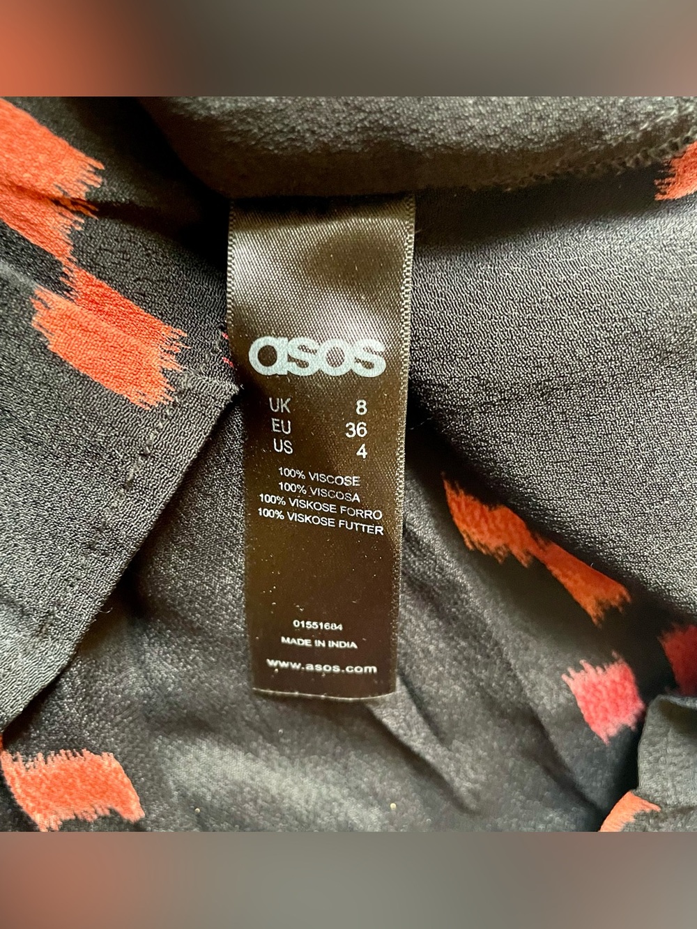 ASOS Women’s Vintage Black Dress with Drop-Waist & Geo Print Size 4 - Picture 9 of 11
